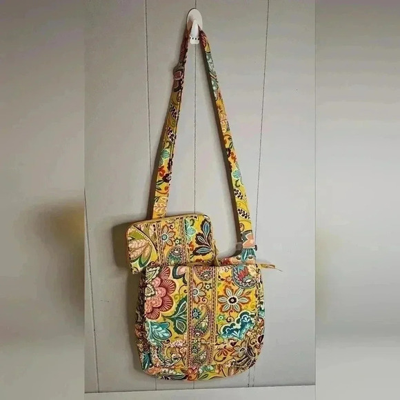Vera Bradley Lizzy Hipster Provencal Yellow Floral Crossbody Purse and Wallet - Picture 1 of 13